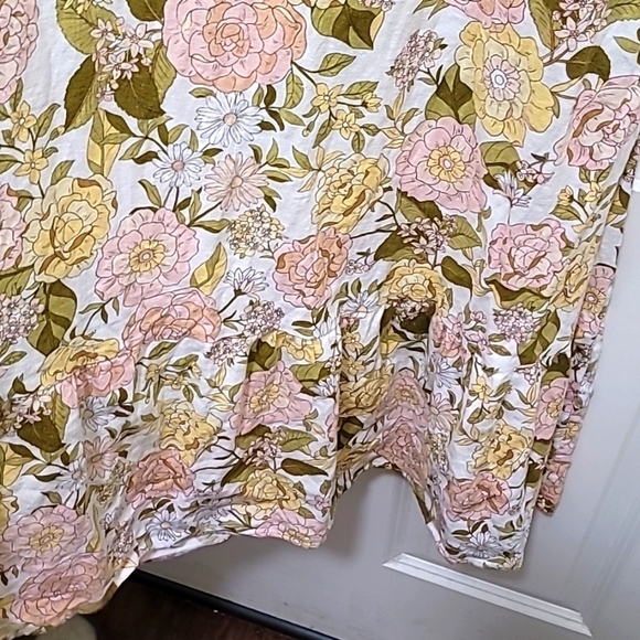 WHO WHAT WEAR WOMEN'S FLOWERS PRINT LINEN RAYON DRESS SHORT SLEEVE SZ L - Picture 7 of 10